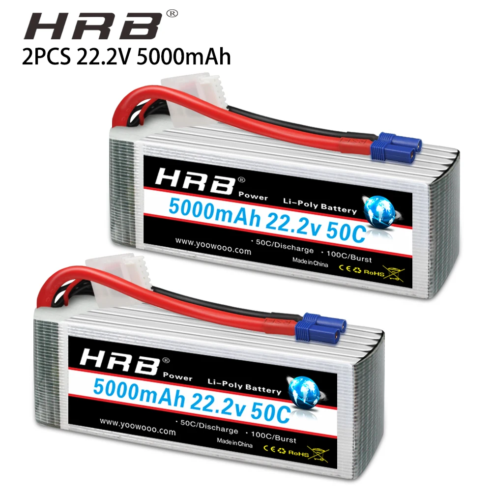 2 шт hrb 6s lipo аккумулятор 222 в 5000 мач ec5 ра