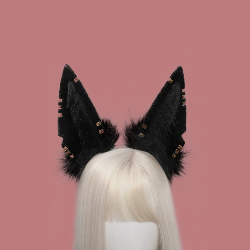 

Animal Wolf Ears Headdress Tail Set Plush Handmade Costume Set Anime for Halloween Christmas Cosplay Accessories