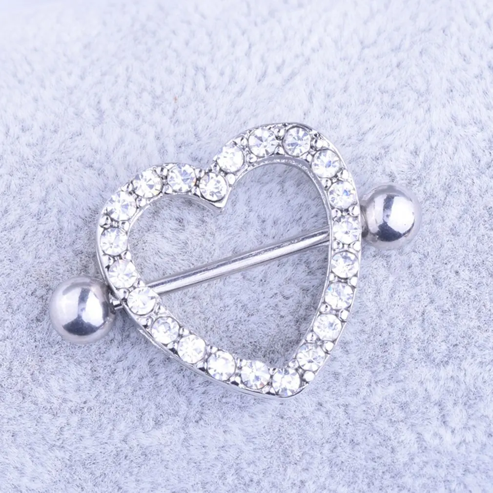 Гипоаллергенная Нержавеющая Сталь Ниппель кольцо Стразы в форме сердца ниппель