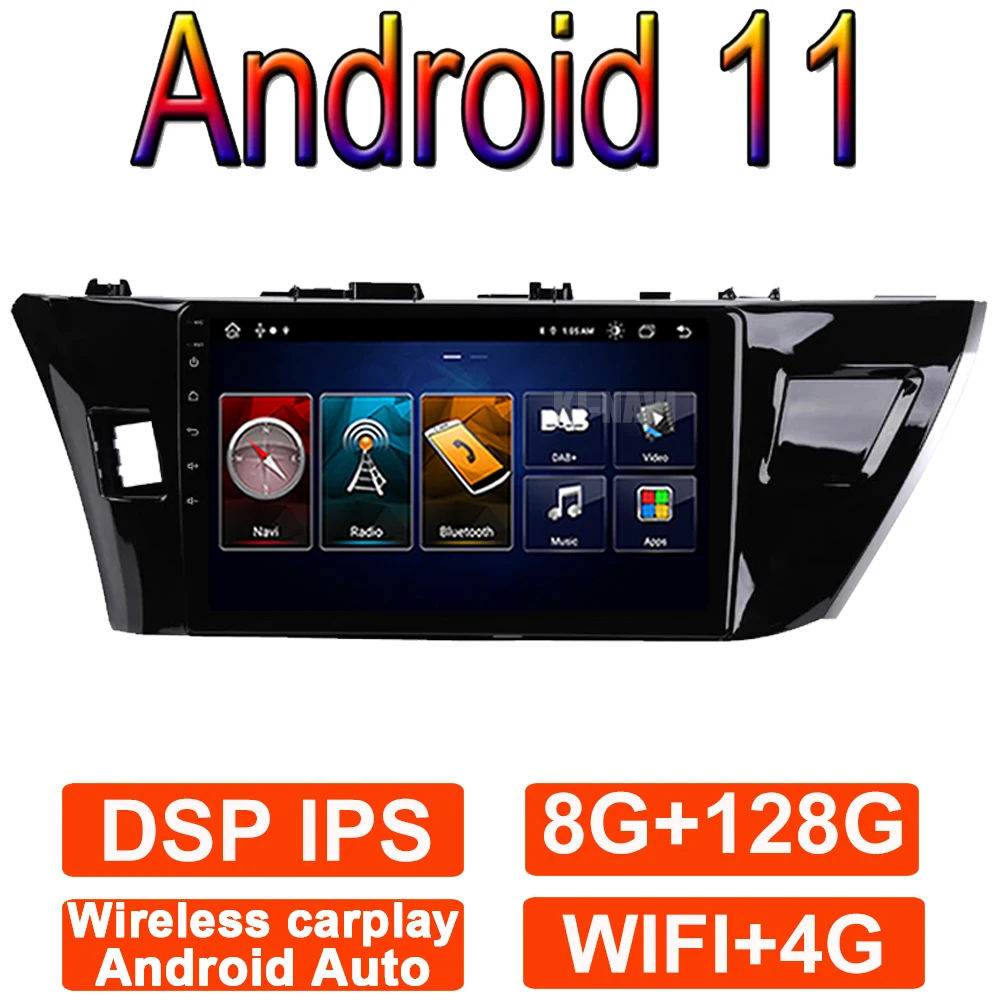 

Автомобильный радиоплеер 10,1 дюйма для Toyota Corolla 11 2012-2016, GPS-навигация, Android, автомобильный радиоплеер, беспроводной Carplay, мультимедиа, DSP IPS 8 + 128G