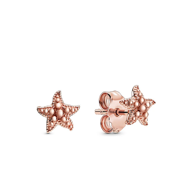 

Summer 2020 New 925 Sterling Silver Beaded Starfish Stud Earrings For Women Girl Wife Gift Silver S925 Original Fashion Jewelry