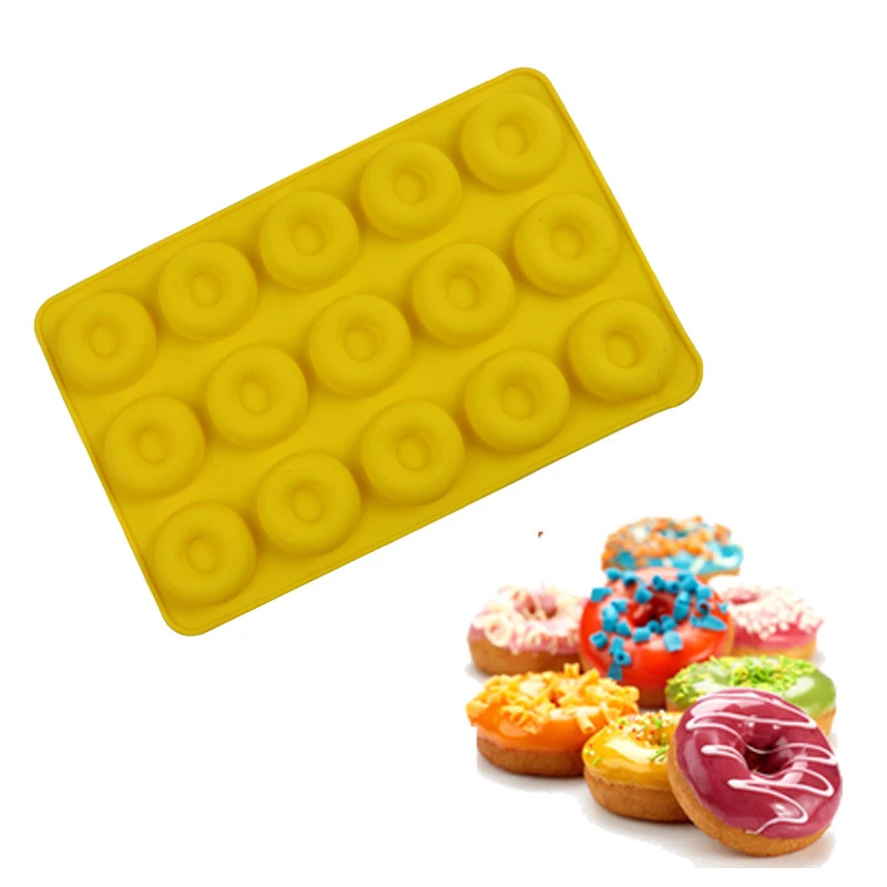 

15 Holes Even Donut Baking Pan Silicone Doughnut Mold Chocolate Mousse Cake DIY Molds Kitchen Accessories Baking Tool