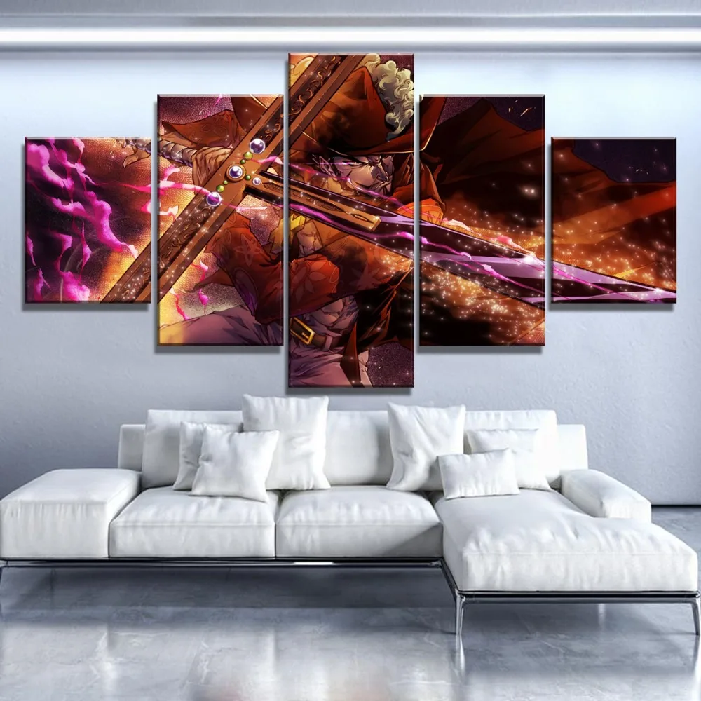 Украшение дома принты картины 5 Панель Одна деталь аниме Стены Модульная