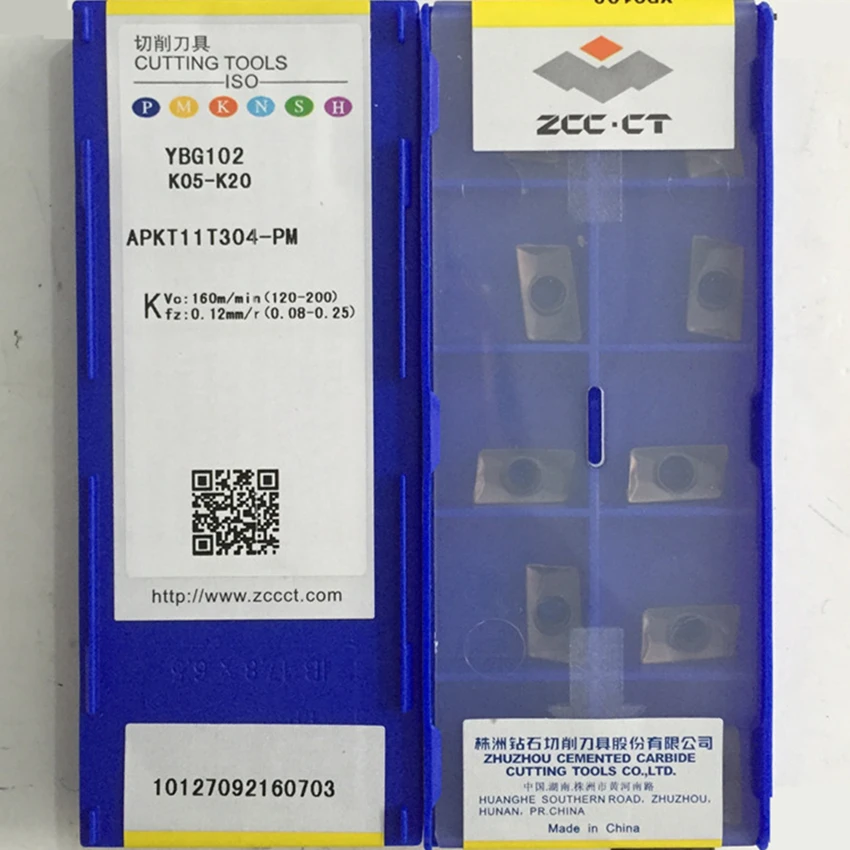 

ZCC.CT APKT11T304-PM/APKT11T308-PM/APKT11T312-PM/APKT11T316-PM Grade YBG102 YBG202 YBG302 CNC carbide inserts 10PCS/BOX