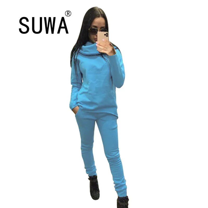 

Bady Blue Casual Track Suit Women Two Piece Outfits Long Sleeve Pullover Sweatshirt Top High Waisted Pencil Pants Hot Sale