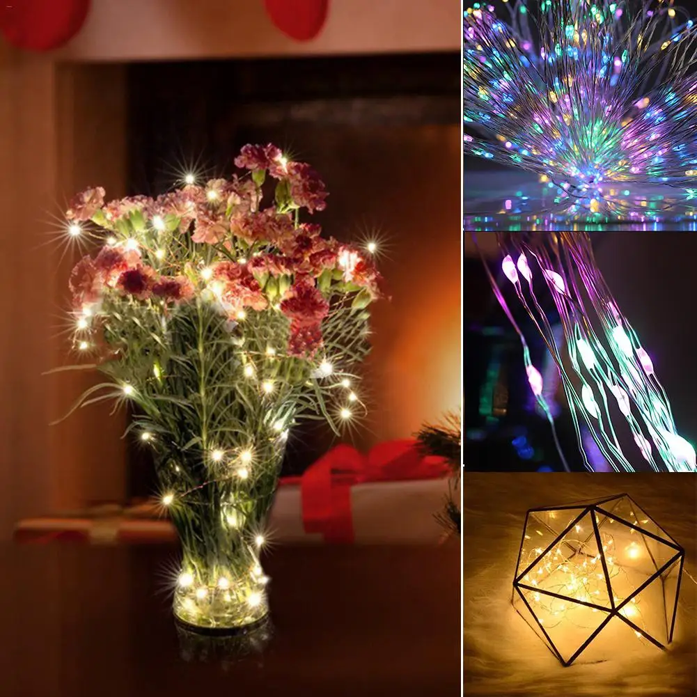 

60LED 6m Christmas Decoration Home Parties Decor Fairy Copper Wire Wedding Garland Lights Curtain Light USB String Light