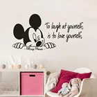 Disney Микки Мышь Цитата Наклейка на стену детская комната декора Love Yourself Микки Цитата Виниловые Наклейки на стены Спальня настенная