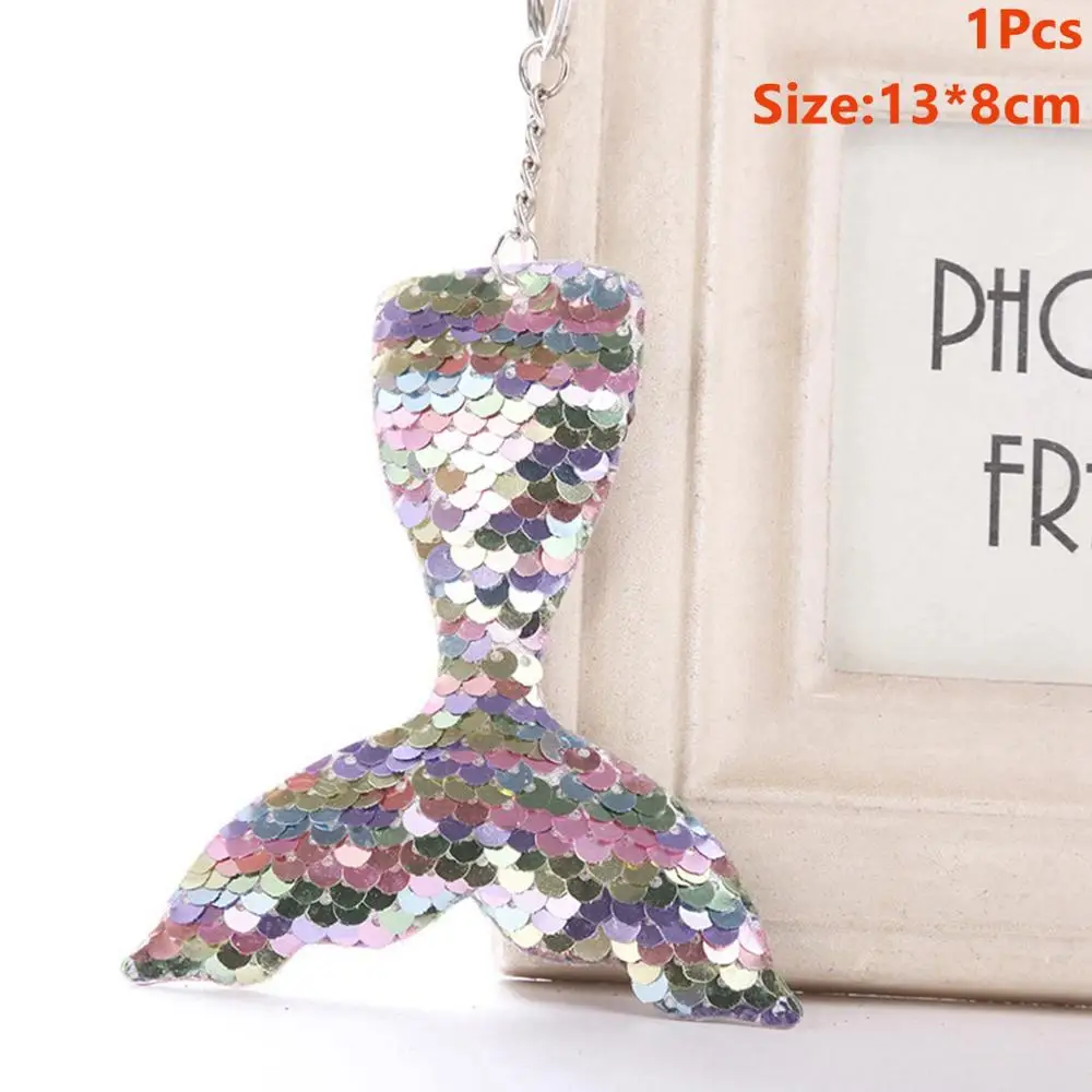 Mermaid Keychain 6 Taoup 1 шт. градиентные цвета радуги блестки маленький брелок для ключей «русалка» с днем рождения Русалка тема вечерние декор для кулоны для девочек DIY - Цвет: Mermaid Keychain 6