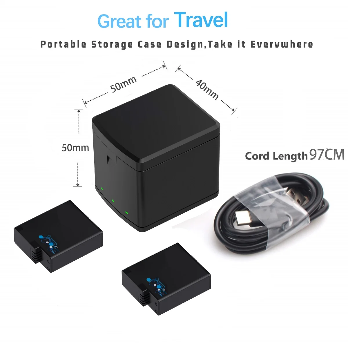 Тройное портативное быстрое зарядное устройство на 1800 мА · ч с USB для GoPro Hero 8 7 Black 6