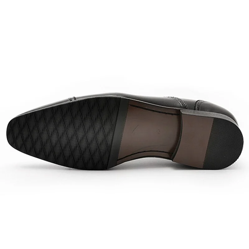 

Italian Designer Genuine Leather Man Formal Dress Semi Brogues Shoes Pointed Toe Laces Men's Wedding Oxfords For Male HS131