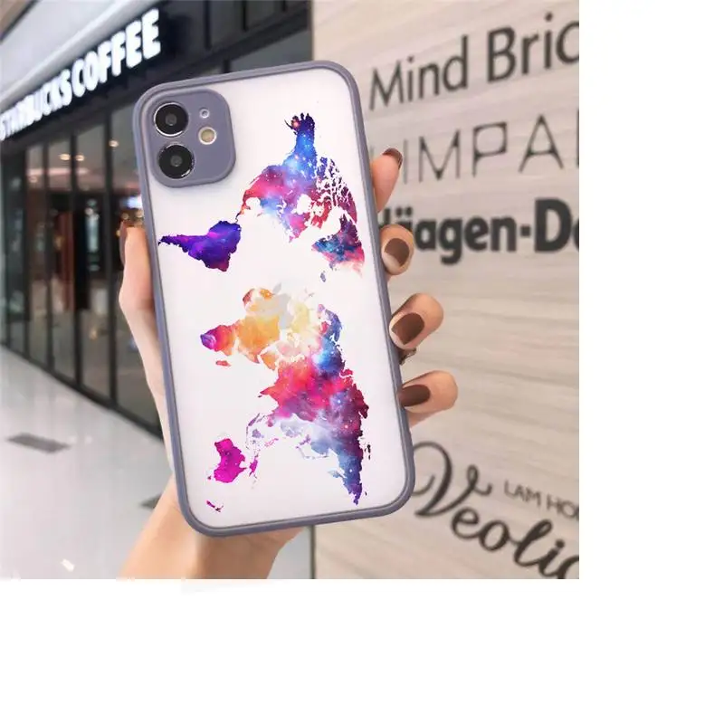 

World Map Travel Phone Cases Matte Transparent for iPhone 7 8 11 12 s mini pro X XS XR MAX Plus