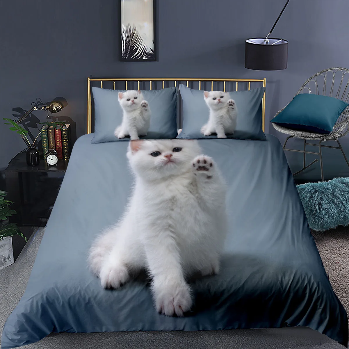 

Simplicity Bedding Set 3D Cat Printed Quilt Cover Soft Duvet Cover Pillowcase Bedroom Child Adult Single Twin Queen King Size