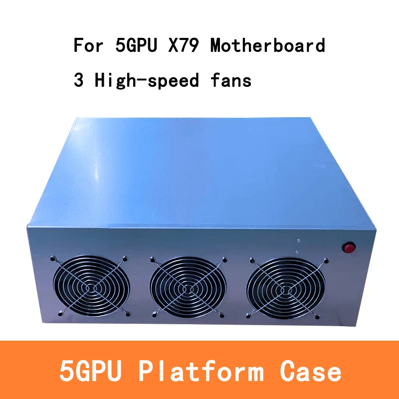 5 GPU Server Case with 3 Fans Frame Mining Rig House Machine Platform for  X79 Motherboard BTC ETH Mining Cas