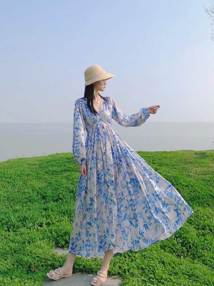 

2021 Long Dress Dropshipping Boho Clothing E Girl Vestido Casual Plus Size Maxi Dress Floral Casual Korean Fashion Summer Dress