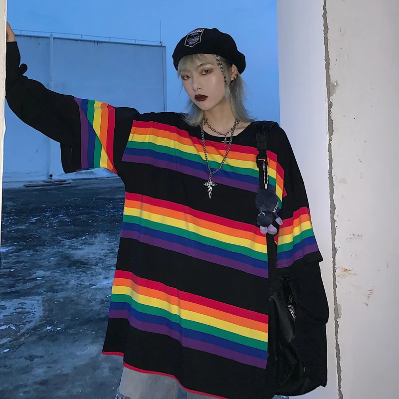 2021 Осенняя Женская модная футболка в Корейском стиле Ulzzang Harajuku футболки с