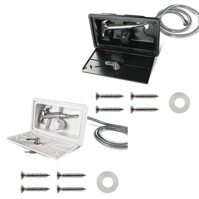 

RV Shower Box with Lock-Include Shower Faucet Shower Hose Shower Wand for Boat