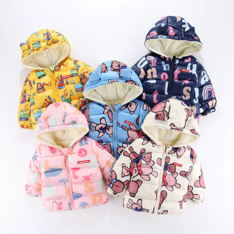 

Children's cotton clothing cute cartoon bear girl baby cotton clothing thickening warm new boy winter clothes
