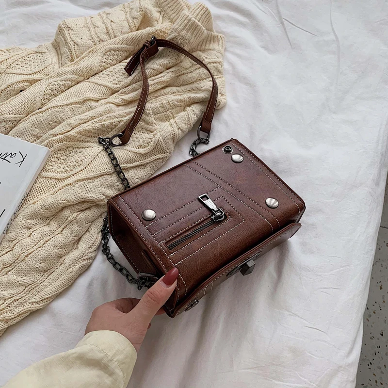 Bolsos Mujer, модные сумки в форме коробки для женщин,, роскошные сумки, женские сумки, дизайнерские, с металлическими заклепками, с клапаном, вечерняя сумочка