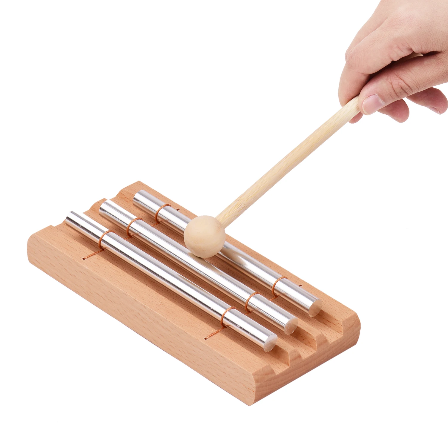 

7-Tone Wooden Chimes with Mallet Percussion Instrument for Prayer Yoga Meditation Musical Chime Toy for Children Reminder Bell