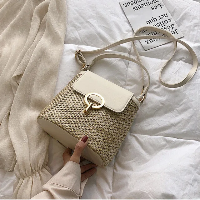 Beige2 Шестигранник соломенная сумка Сумки Для женщин летом ротанга сумка ручной работы Тканые Пляжная сумка круг в богемном стиле из PU искусственной кожи, сумки из натуральной кожи новые модные Mulit Стиль - Цвет: Beige2