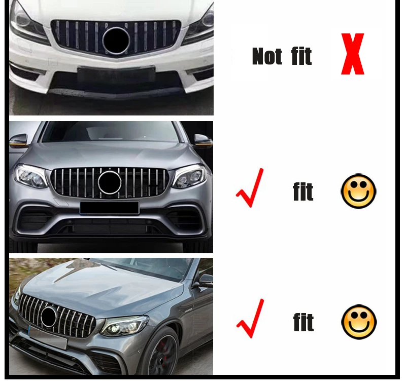 Для Mercedes W253 GT R Стиль передняя решетка с Камера ABS черный GLC класс GLC250 GLC350 GLC400 спортивные спереди грили без каких-либо признаков 17-в