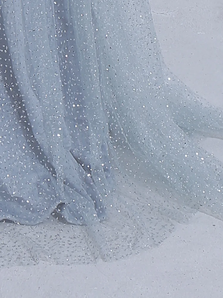 

2021 Summer Sexy Deep V Hollow Mesh Dress Bright Sequined Party Evening Dress Slimming Elegant Floor-length Dress Women