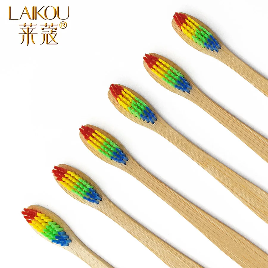 

Ультрамягкая зубная щетка бренда LAIKOU с бамбуковым углем, розовая и синяя зубная щетка, уход за полостью рта, деревянная зубная щетка для гиг...