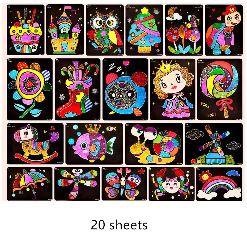 DIY Magic Color Scratch Painting Stencil for Drawing Art Sticker Paper Craft Set Kids Creative Educational Toys Children | Игрушки и