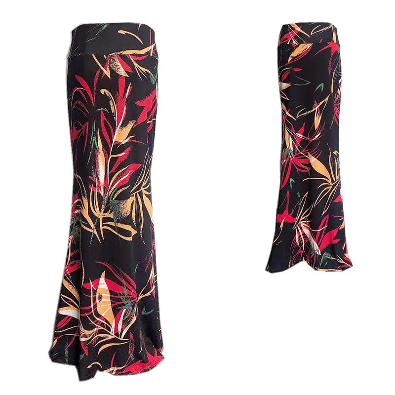 

2020 Womenswear Floral Printed Floor Length Boho Women Skirts Summer Ladies Elegant Boho Casual Maxi Long Skirt