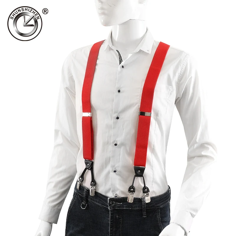 Модный классический эластичный зажим на планках с 6 зажимами мужские подтяжки