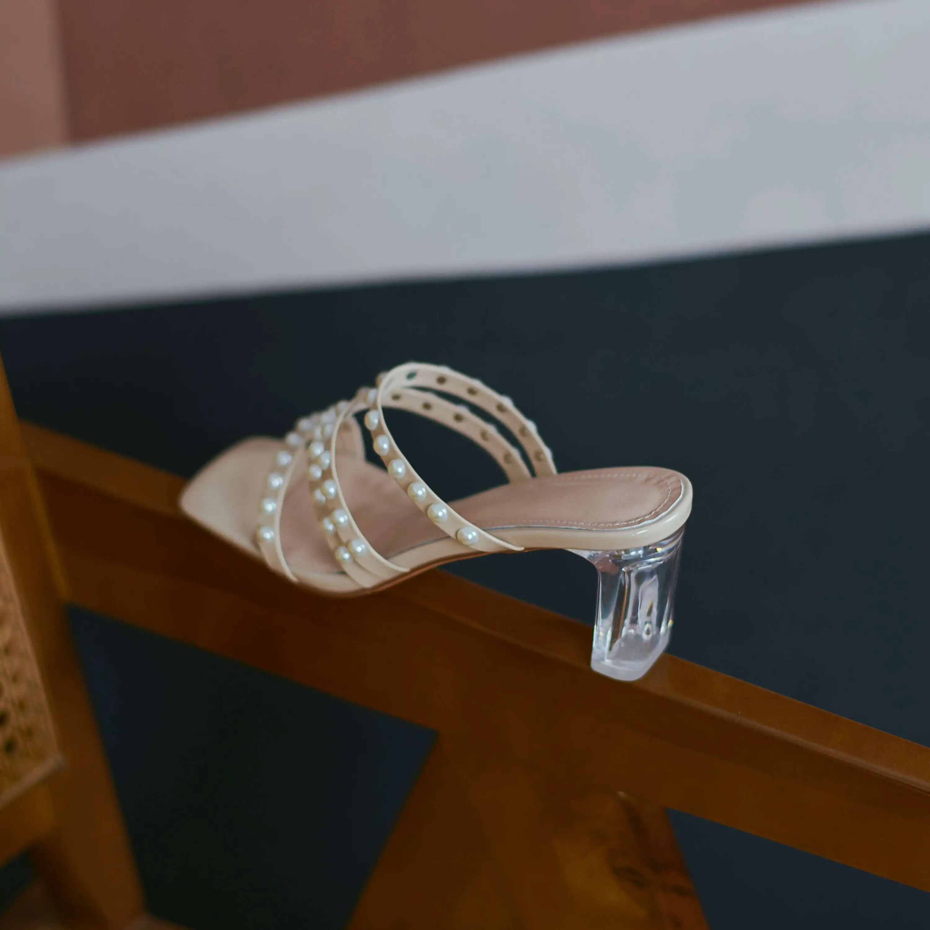 

lenkisen crystal heel high heels pearl beading slingback sweet girls high street fashion daily wear slip on sandals women L09