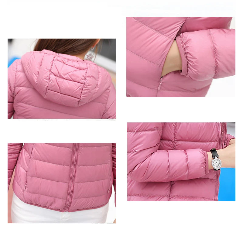 Женский сверхлегкий тонкий пуховик на белом утином пуху зимняя теплая куртка с