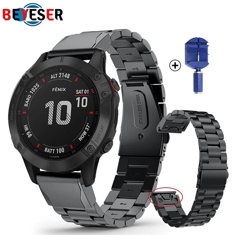 Ремешок из нержавеющей стали для Garmin Fenix 6X Pro 5X 6 5 6S 5S S60 Forerunner 945|Смарт-аксессуары| |
