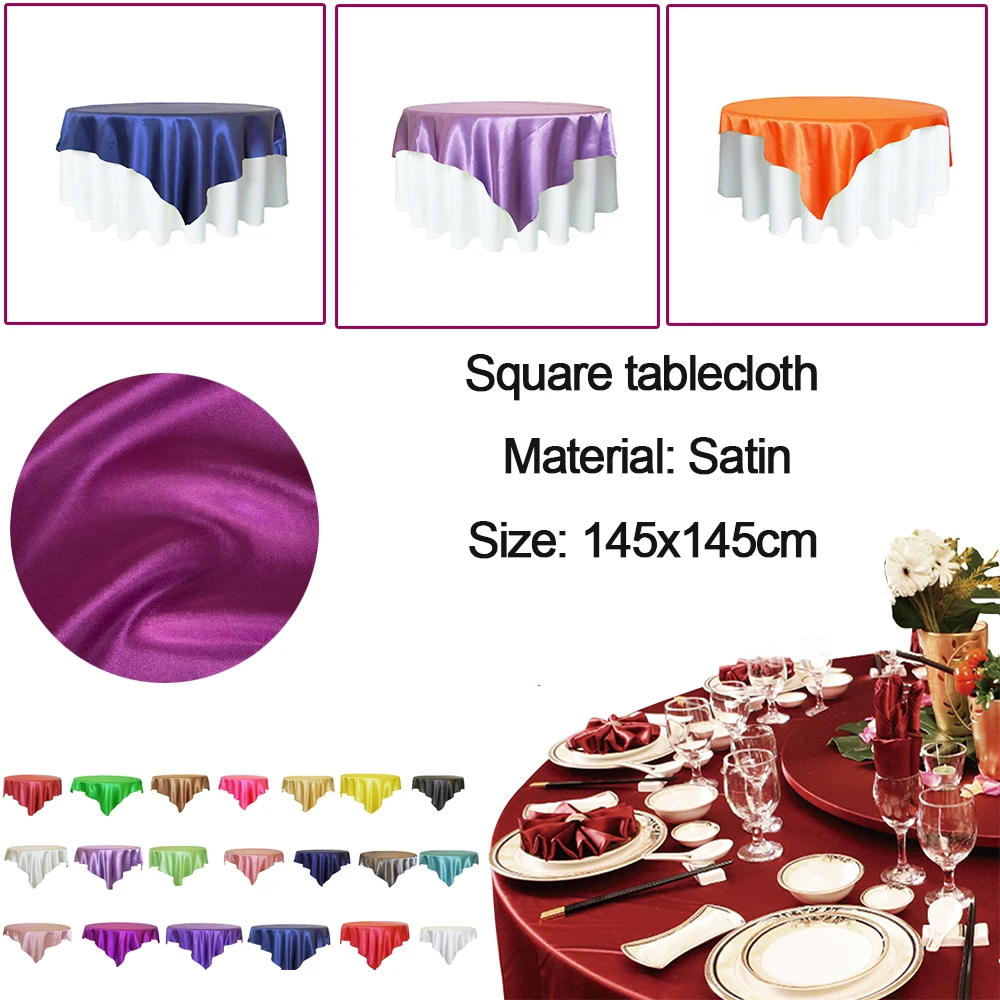 

145x145cm Christmas Round Table Cloth On The Table Waterproof Decorative Table Cloth Solid Satin Square Tablecloth For Home Part