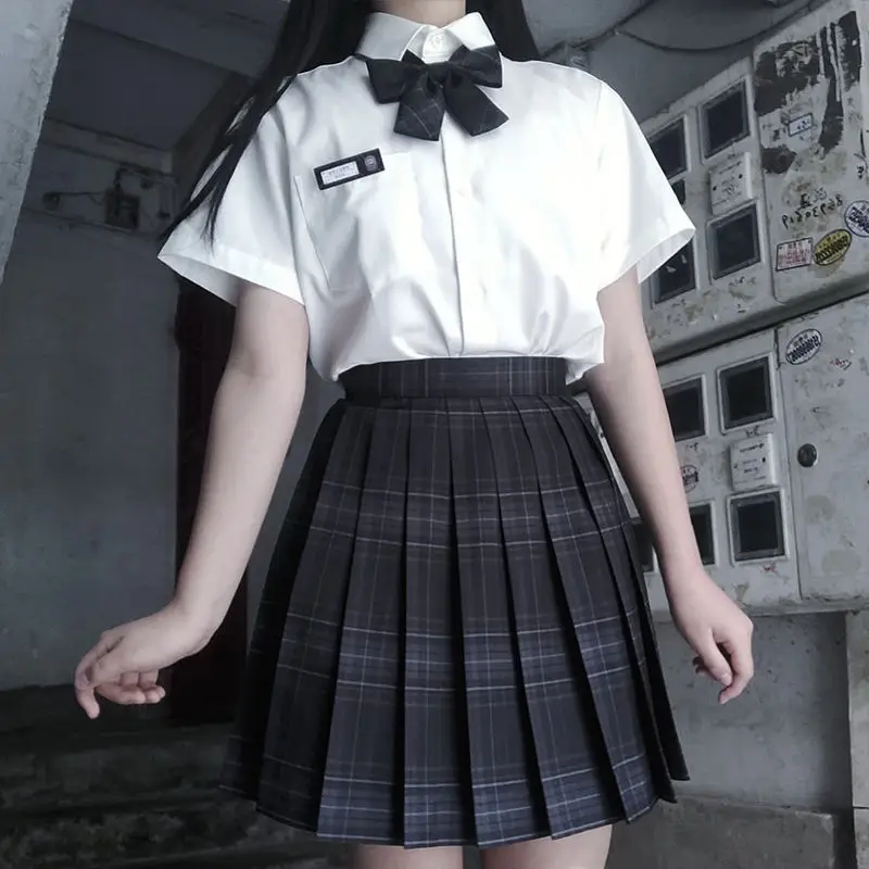 

2020 Summer Korean High Waist Pleated Skirts Black Gothic Sexy Cute Mini Plaid Skirt Women JK Uniform Students Clothes Y2K 90S