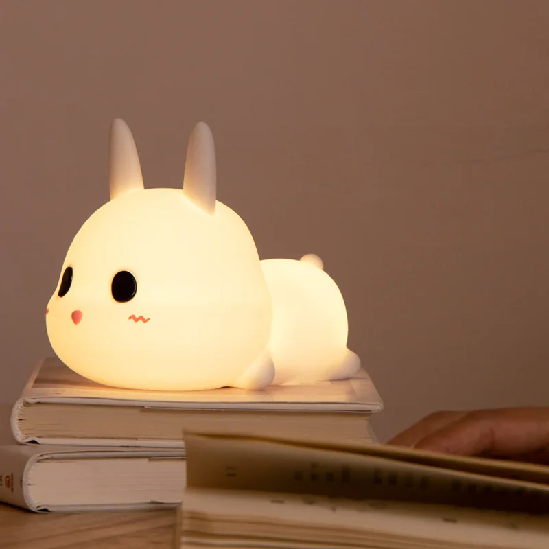 

LED Silicone Rabbit Night Light USB Rechargeable Lamp Children's Bedroom Sleeping Lamp Bedside Table Lamp Decorative Lamp Gift
