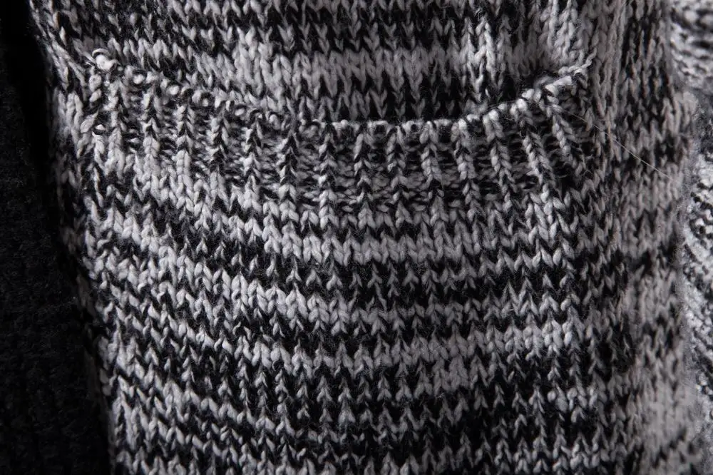 Теплый повседневный мужской свитер длинный вязаный с отложным воротником