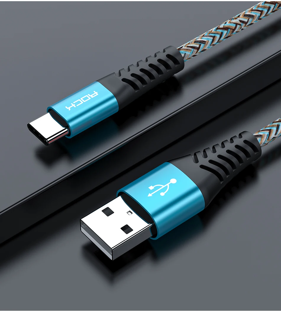 ROCK QC3.0 usb type-C кабель для Xiaomi Redmi K20 Pro 3A Быстрая зарядка usb type-C дата-Устройства Мобильный телефон быстрое зарядное устройство кабель