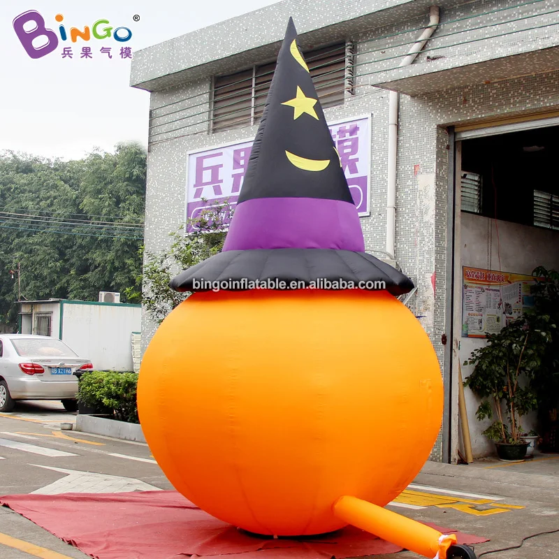 Halloween Decorative 3 Meters Tall Inflatable Lighting pumpkin Balloon With Magic Hat Party Event Inflated Toys- BG-F0083 | Игрушки и