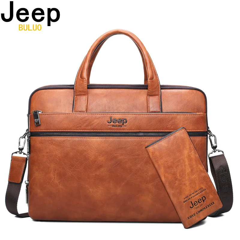 Мужская сумка и кошелек комплект jeep buluo, оранжевый портфель для ноутбука 14