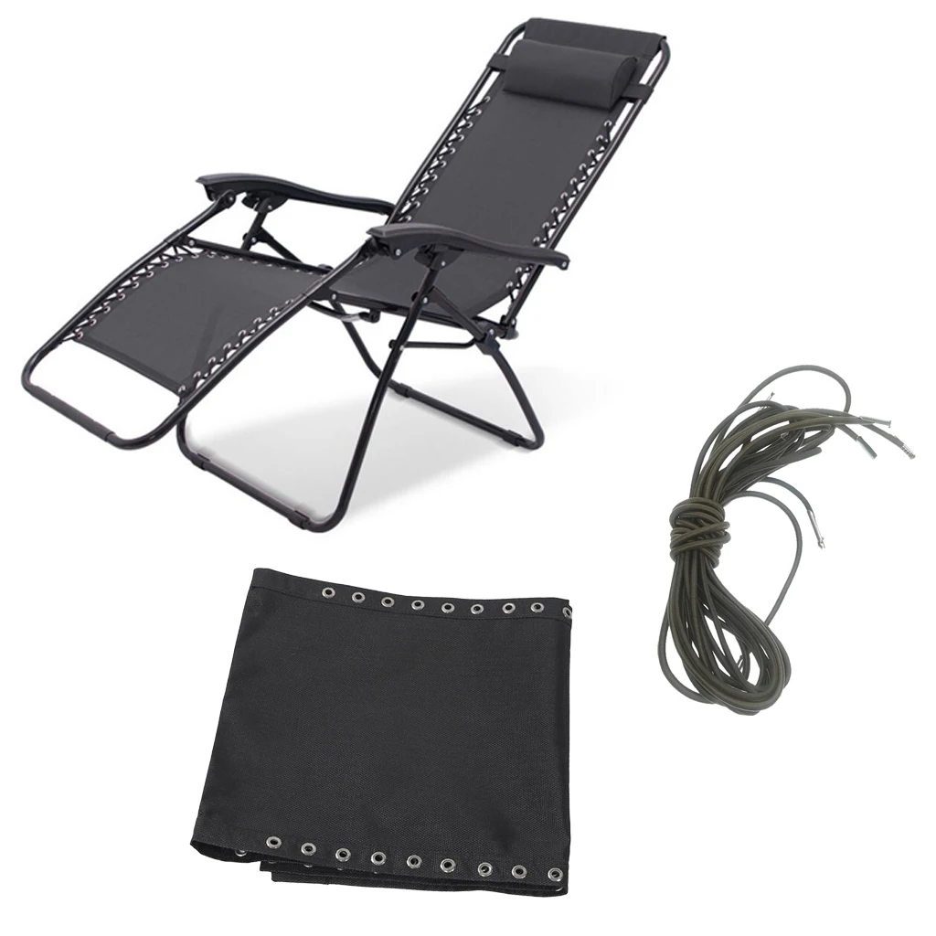 Черная ткань Tessforest для замены стульев с нулевой гравитацией сада патио складные