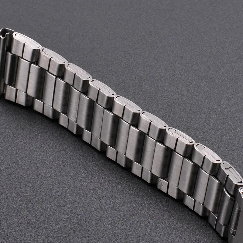 18mm 22mm 20mm Stainless Steel Strap Folding Buckle Flat Interface Silver Men Women Universal Wrist Watch Band Replacement+Tools