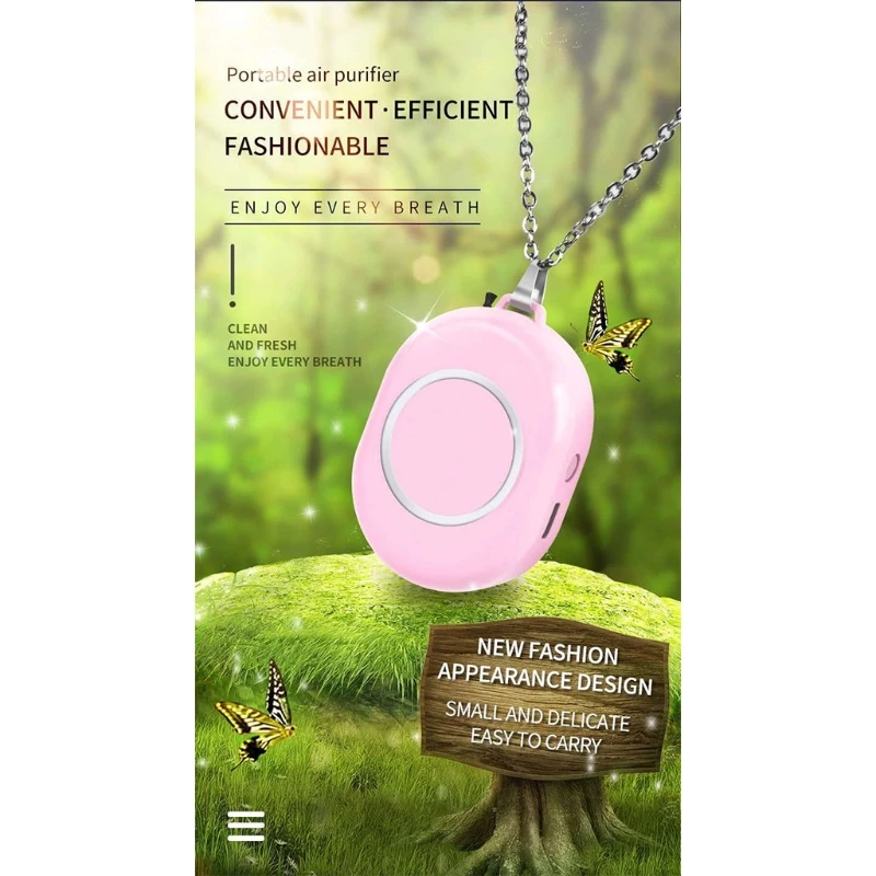

Mini Personal Wearable Air Purifier Necklace Portable USB Negative Ion Generator A6HB