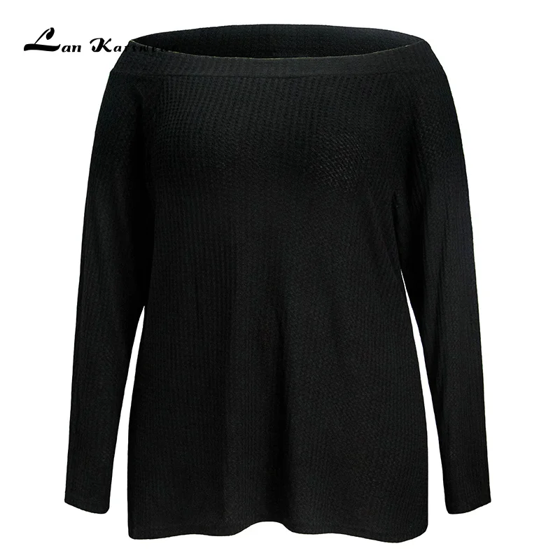 

Lan Karswear T-shirts Women Casual Long Sleeve Slash neck Shirt Women's Winter Autumn off shoulder Top Plus Size Clothes 3XL