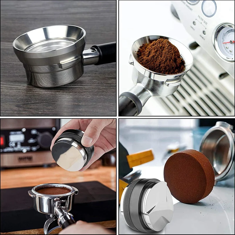 

53mm Espresso Tamper & Coffee Distributor and 54mm Dosing Funnel Set - Fits 54mm Portafilter, Depth Adjustable
