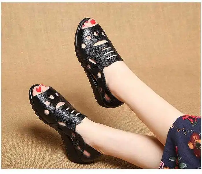 

2021 Summer Gladiator Rome Casual Sandals Women Shoes Sandalia Feminina Genuine Leather Wedge Heel Comfort Sandals m841