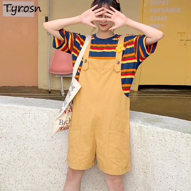 

Женские однотонные комбинезоны, простые универсальные студенческие элегантные женские повседневные Свободные Комбинезоны в стиле ольчча...