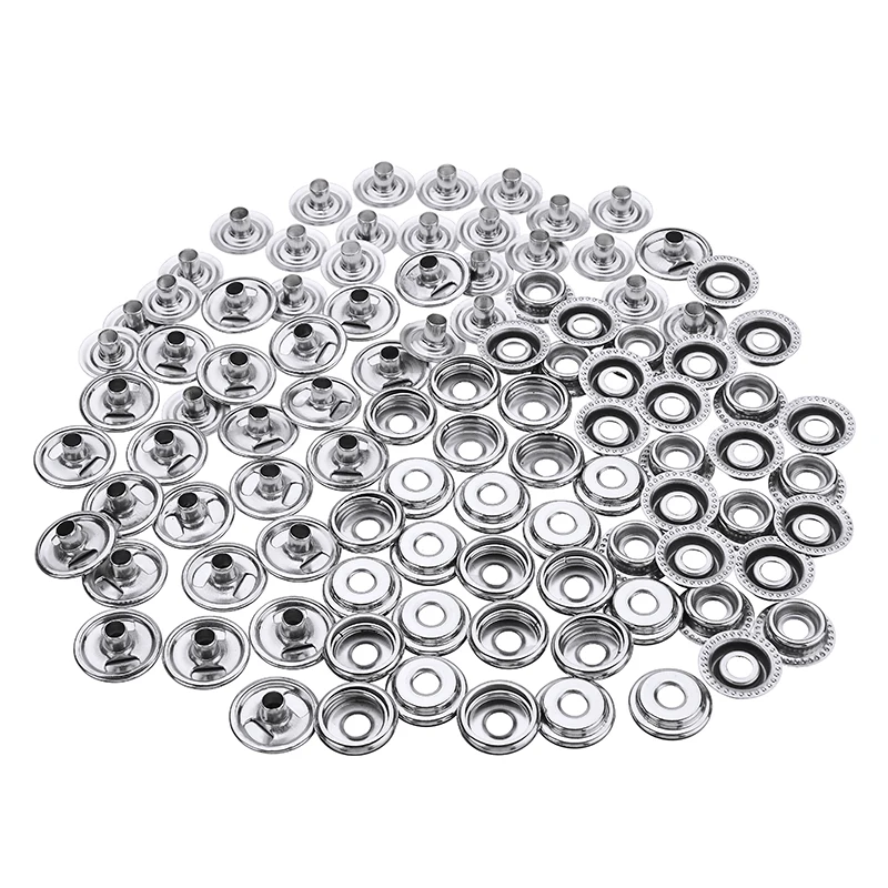 100 шт. холст Пресс Набор шпилек 15 мм Нержавеющая сталь застежки-кнопки Баттону