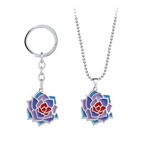 bloodstained keychain rose ritual of the night game pendant necklace metal key neck chains rings holder gift jewelry for mens