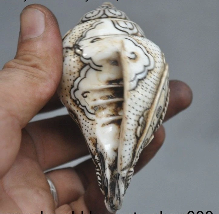 Тибетский ракушка 3 головы 1000 руки слон рошала гудок статуя Будды | Дом и сад